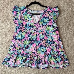 Lilly Pulitzer Lacie peplum top in Seen and Herd, size M.